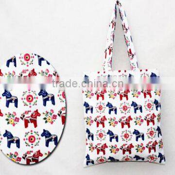 Prited Horse bag, Tote bag, Cotton linen, Shoulder bag, Tote Bag Pattern, Market Bag Grocery Bag, Printed Tote bag,