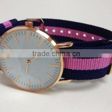Customized Your Logo Men Women Real Leather Nylon Whatchband Luxury Rose Gold Clock
