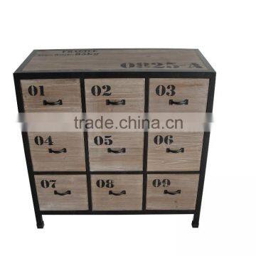Antique solid wooden cabinet with 9 drawers