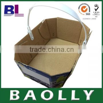 Color printing fashion customized corrugated blueberry boxes with plastic handle