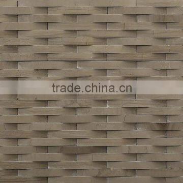 3D interlock design grey wooden marble mosaic tile