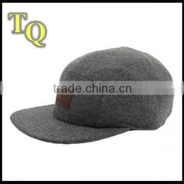 2015 fashion grey wool leather patch skull hats