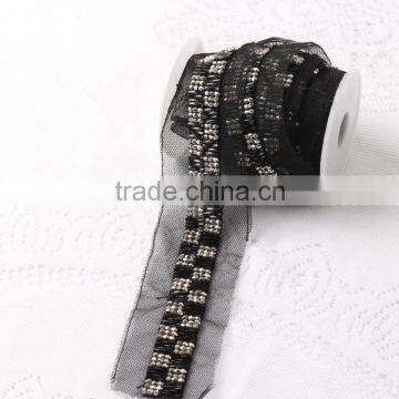 Hot sale sew on beaded lace trim chain for DIY dress decoration in Korea