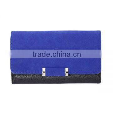 WA8099 High quality royal blue faux suede purse woman, blank fancy ladies purse