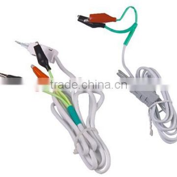 plastic 4 pole test cord, plug to Alligator clip