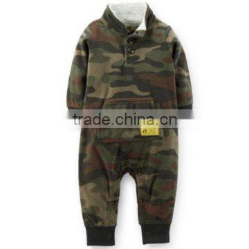 Customized Baby Boys Casual Stand Colllar Romper Polar Fleece Pocket Romper