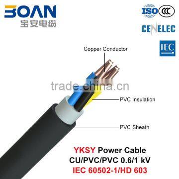 YKSY, Low Voltage Power Cable, 0.6/1 kV, Cu/PVC/PVC/PVC (IEC 60502-1/HD 603)