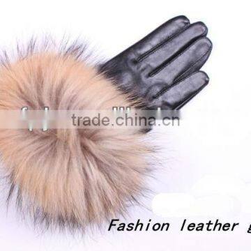 Women wholesale high-grade motorbike fox fur finger gloves