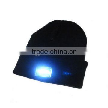 2015 Hot Sale Custom Acrylic Knitted Led Beanie Led Lighted Cap