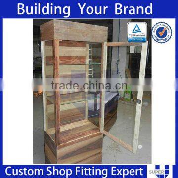 wooden led gondola optical shop counter design