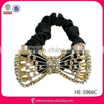 Western popular rhinestone bow tie hair bands for ladies