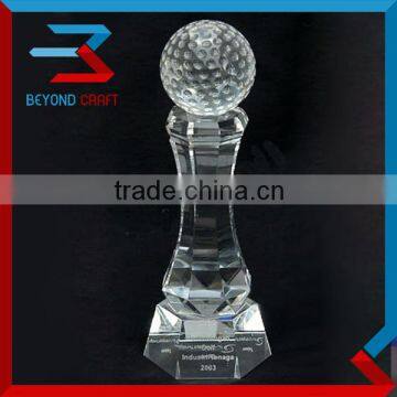 Personalized Crystal Trophies with Golf Ball