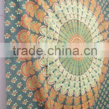 RT-632 Mandala Green Decorative Mandala Printed Tapestry Wall Throws Indian Decor Art Sanganeri Screen Print Bedspread Jaipur photo-3