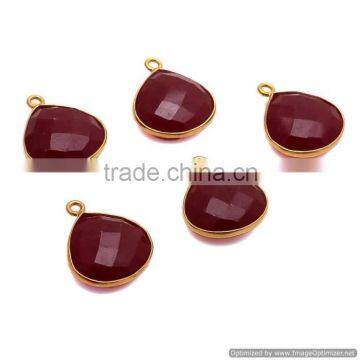 The Gopali Jewellers Dyed Ruby Gold Plated Sterling Silver Bezel Gemstone Connectors