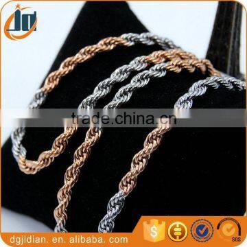 Stainless steel twist rope chain plated Twisted Chain necklace