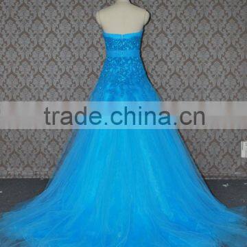 (MY0088) MARRY YOU China Factory Custom Made Ice Blue Lace Country Western Wedding Dress 2016 photo-2