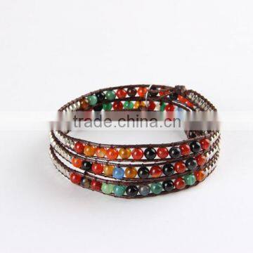 Wholesale Multi-layer Wrap Leather Bracelets & Bangles Fashion POP Jewelry 75cm Free Shipping! photo-2