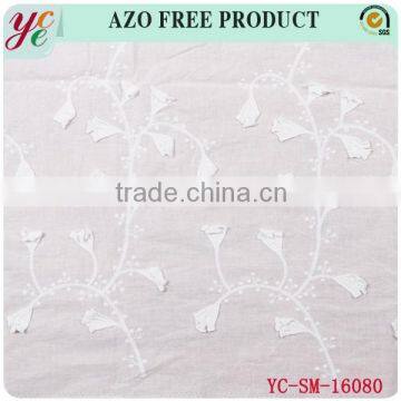 White classical 3D fan pattern fashon design pure cotton fabric embroidery for garment