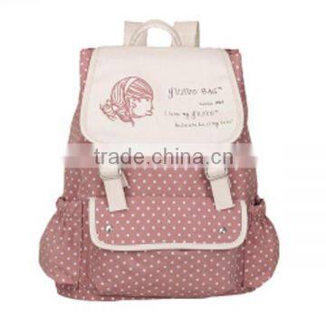 South korean style canvas backpack lady designer round dot backpack china alibaba bags