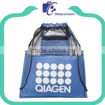 Polyester foldable shoe string bag with mesh