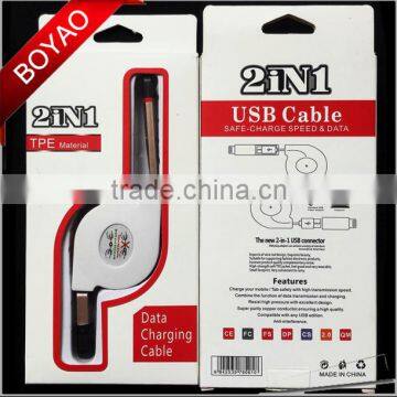 2016 Popular Design 2 in 1 Retractable Usb Cable, Noodle Retractable Usb Cable for Iphone & for Samsung photo-4