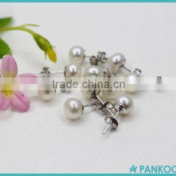 Wholesale Latest Design Of 925 Sterling Silver Freshwater Pearl Stud Earrings photo-4