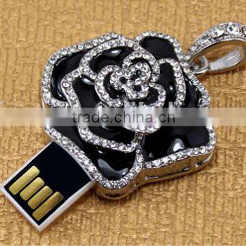 Special black rose with jewelry usb flash disk