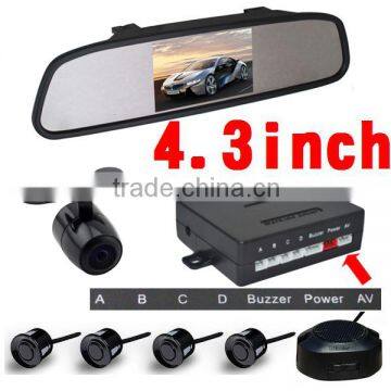 Facotory Newest car parking sensor system with 4.3inch mirror monitor and reversing camera