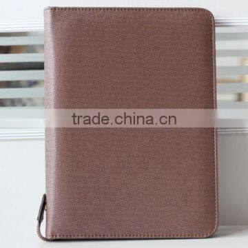 custom handmade pu leather portfolio with zipper