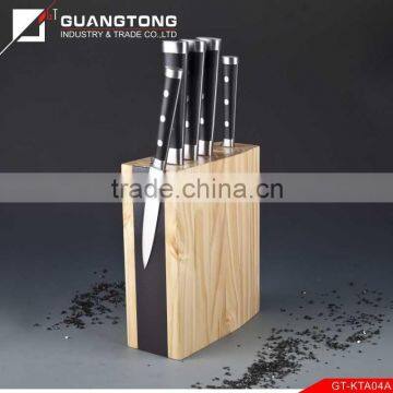 6 pcs forged pom handle kitchen knife set with wooden magnet block