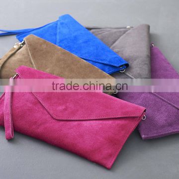 lady suede envelope clutch bag