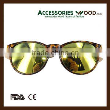 Round Wood Frame Sunglases UV400 Eyewear Custom Wooden Sunglasses