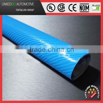 High quality car decoration vinyl wrap sticker wholesales sky blue 1.52*30M 4d carbon fiber sheet