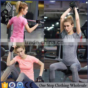 Yiwu foreign trade Weihuo wholesale manufacturers of non WA17 fold back speed dry sweat female fitness yoga sports T-shirt