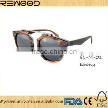 2016 Fast delivery wood metal sunglasses eco-friendly recycled ebony wooden sunglasses