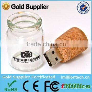Wholeale Promotional Gifts 2gb/4gb/8gb/16gb Usb 2.0 Drift Bottle Wood Glass Souvenir Usb Flash Stick photo-2