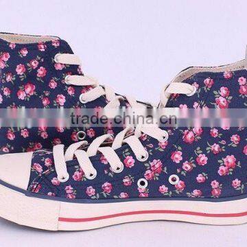 Sneakers Shoes Women Canvas Shoes High Cut Flora Print Vulcanized Shoes photo-2