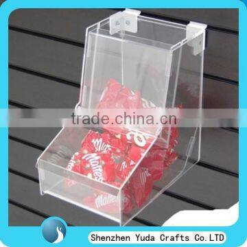 Custom-handmade clear acrylic slatwall display for candy, supermarket candy storage box