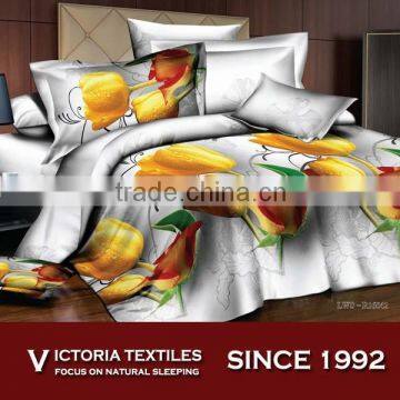 orange flower super soft microfiber bedding 4pcs bed sets 3D