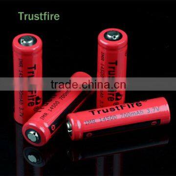 Trustfire IMR14500 lithium battery 700mAh 3.7V high drain battery rechargeable factory