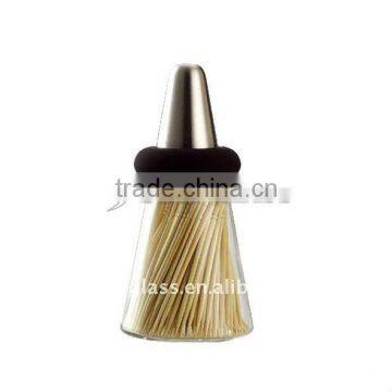 SINOGLASS 1 Pc Cone Shape glass toothpick holder dispenser