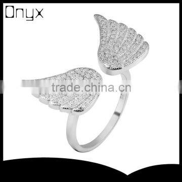 925 sterling silver angel wings micro zircon pave setting ring