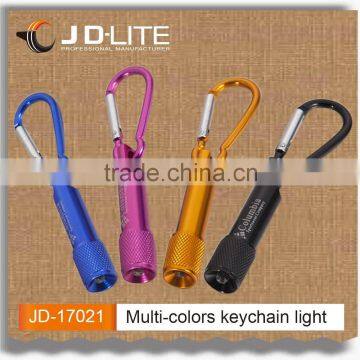 1LED Rotate switch aluminum carabiner keychain flashlight custom plush keychain