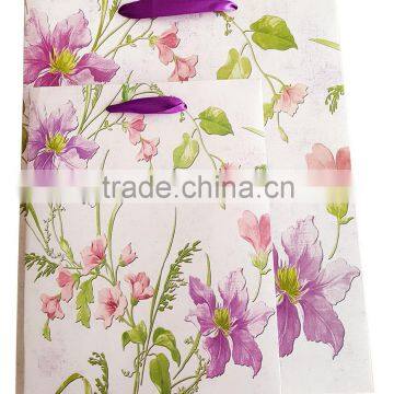 Purple Flower Gift Packing Bag Wedding Door Gift Paper Bag