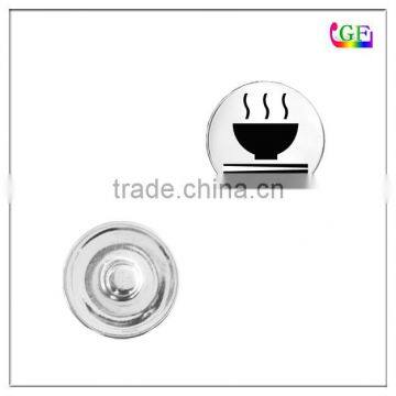 Custom metal Chinese food Sign snap button for bracelet