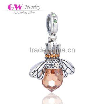 S061 Globalwin 925 Silver Jewelry 3D Silver Bee Charm For Girls