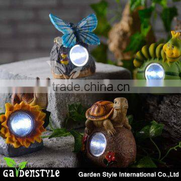 Hot Sale Cute Animal Butterfly/Snail /Tortoise/Caterpillar Design Solar Polyresin Light Lighting Lamp