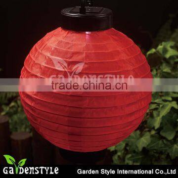 decorative lantern red round traditional style, globe hanging lantern, solar power lantern lamp