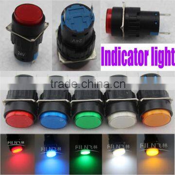 New style 16mm diameter , 25pcs per box , 5 colors , panel indicating lamp