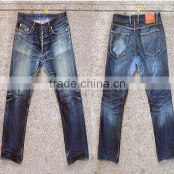 Custom High quality vintage wash distressed Japanese selvedge jeans denim selvedge denim jeans(LOTR005)